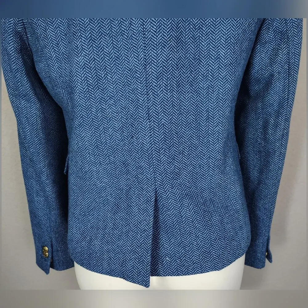 J.Crew Factory Herringbone Wool-blend Schoolboy Blue Blazer Size 10 - Picture 12 of 14